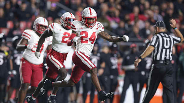 Brandon Moore interception celebration 2022 Nebraska vs Rutgers football USATSI_19193142